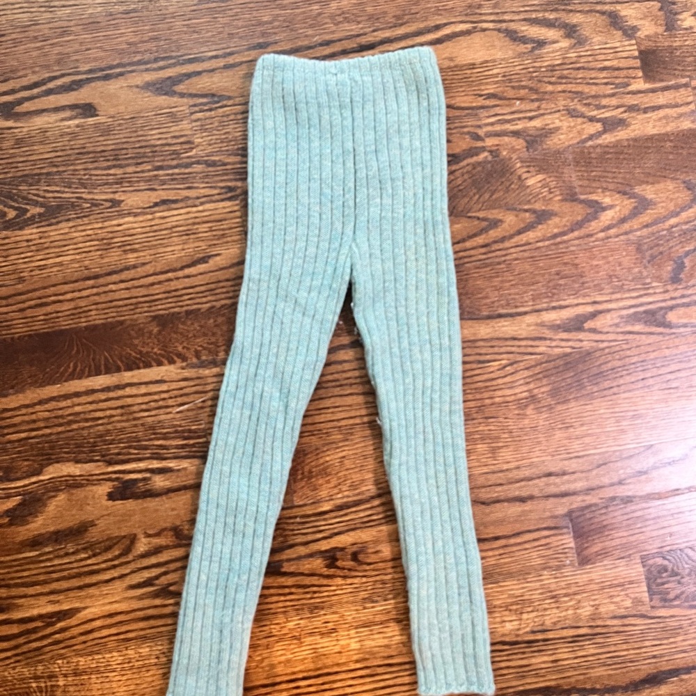 Oeuf Ribbed Alpaca Kids Leggings - Light Green